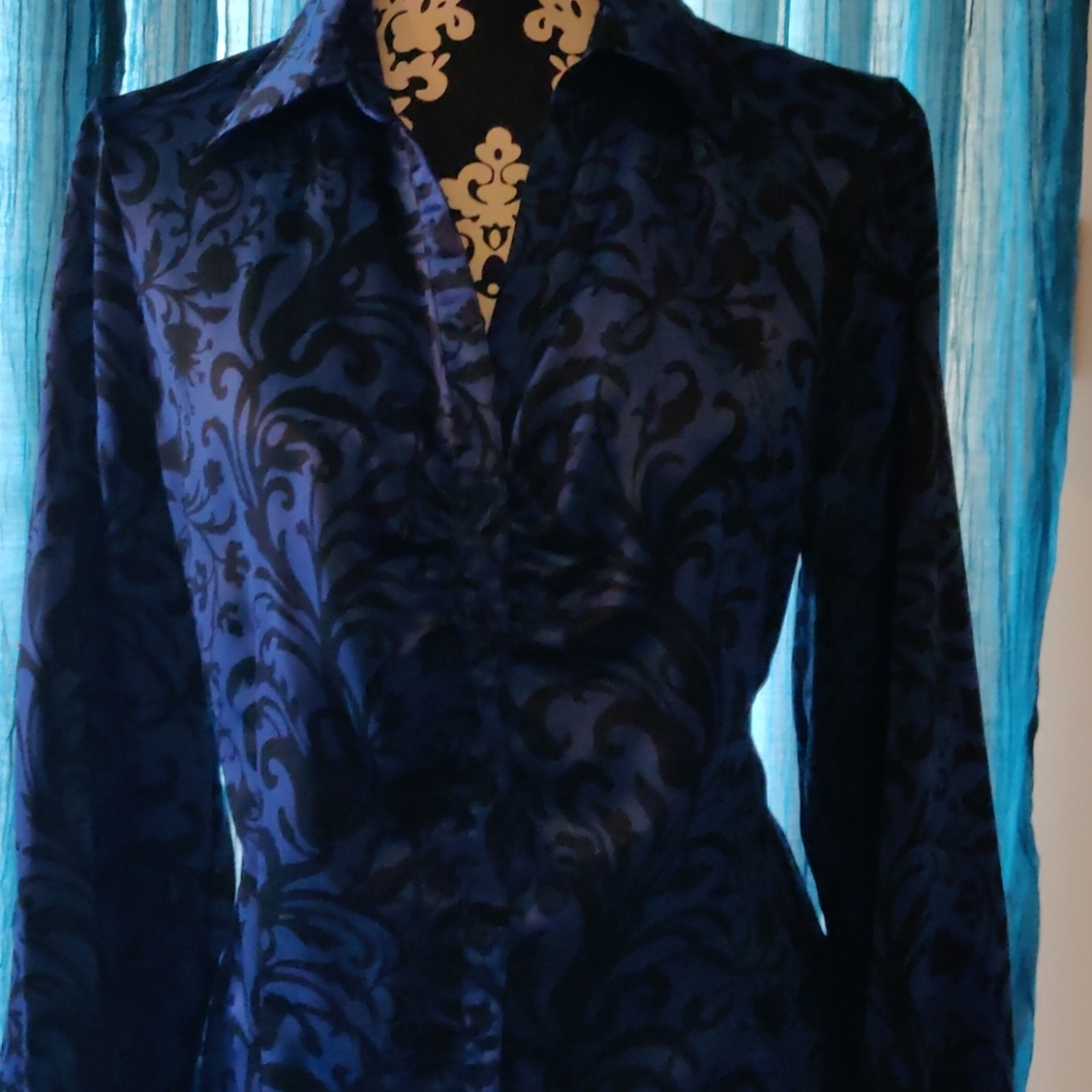 Black and royal blue blouse